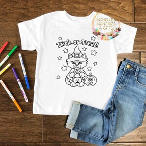 Colour in tshirt cat halloween
