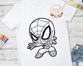 Colour in tshirt  spiderman