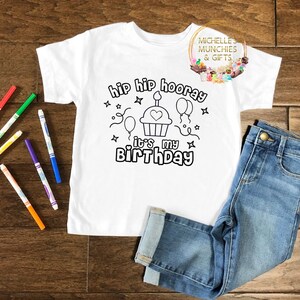 Colour in tshirt cupcake birthday