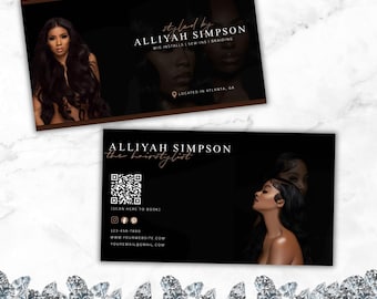 Luxury Black Business Card Template | Editable Canva Design | Modern Sleek Minimalist Branding Card | Digital Download