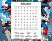 Super Heroes Word Search Puzzle: Printable PDF Game with Answer Key