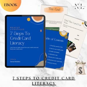 7 pasos para aprender a usar tarjetas de crédito, Tarjeta de crédito, Ebook, 7 pasos, Finanzas, Alfabetización, Pasos, Financiero, Ebook, Producto digital, Digital, Producto