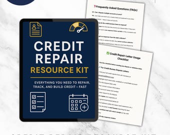 Printable Credit Repair Kit | Credit Dispute Letters | Credit Score Tracker | Debt Validation Letter | DIY Credit Repair PDF