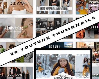 YouTube Thumbnail Template Bundle | 20 YouTube Thumbnails | Bundle | Thumbnail | YouTube | YouTube Thumbnail | Templates