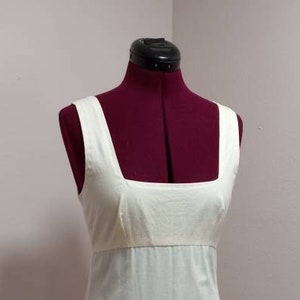 Regency, Empire, Federal, Jane, Austen, Re-enactment, Sleeveless, Slip, Petticoat, Ivory, hem border, Size, 6