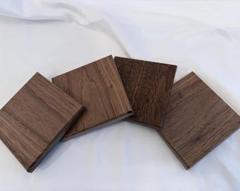 Handmade Walnut Coasters – Set of 4 | Solid Wood Drink Coasters