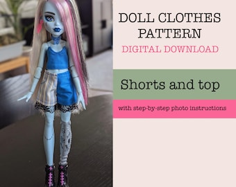 Patrón de pantalón corto y top para muñeca: G3 (PDF imprimible)