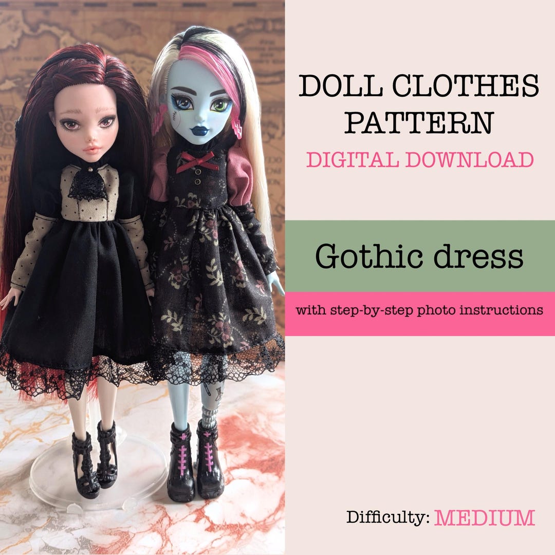 Doll Gothic Dress Pattern for G1 & G3 (PDF Pattern) - Etsy UK