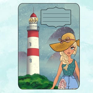 PDF printable paper doll on vacation at the sea activity book