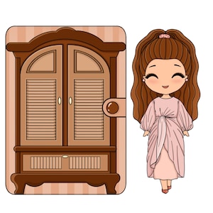 Printable Paper Doll, Wardrobe with dresses, Activities for kids