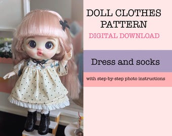 Patrón de vestido y calcetines para muñeca OB11 (PDF imprimible)