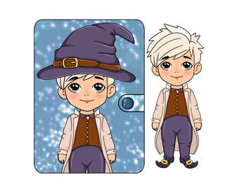 Sjabloon Wizard Paper Doll: afdrukbare Magic Boy-activiteit (pdf-patroon)