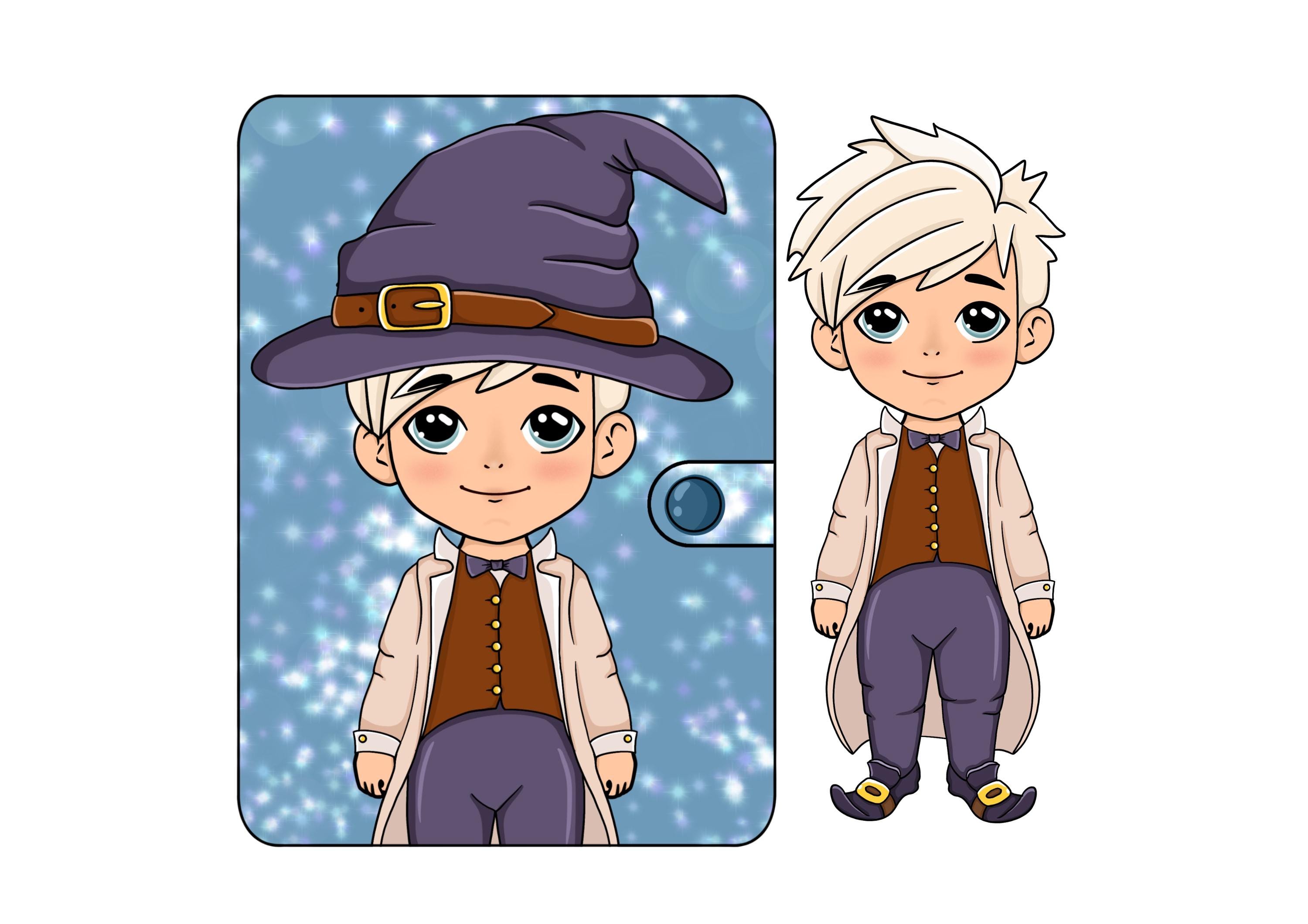 Wizard Paper Doll Template: Printable Magic Boy Activity (PDF Pattern ...