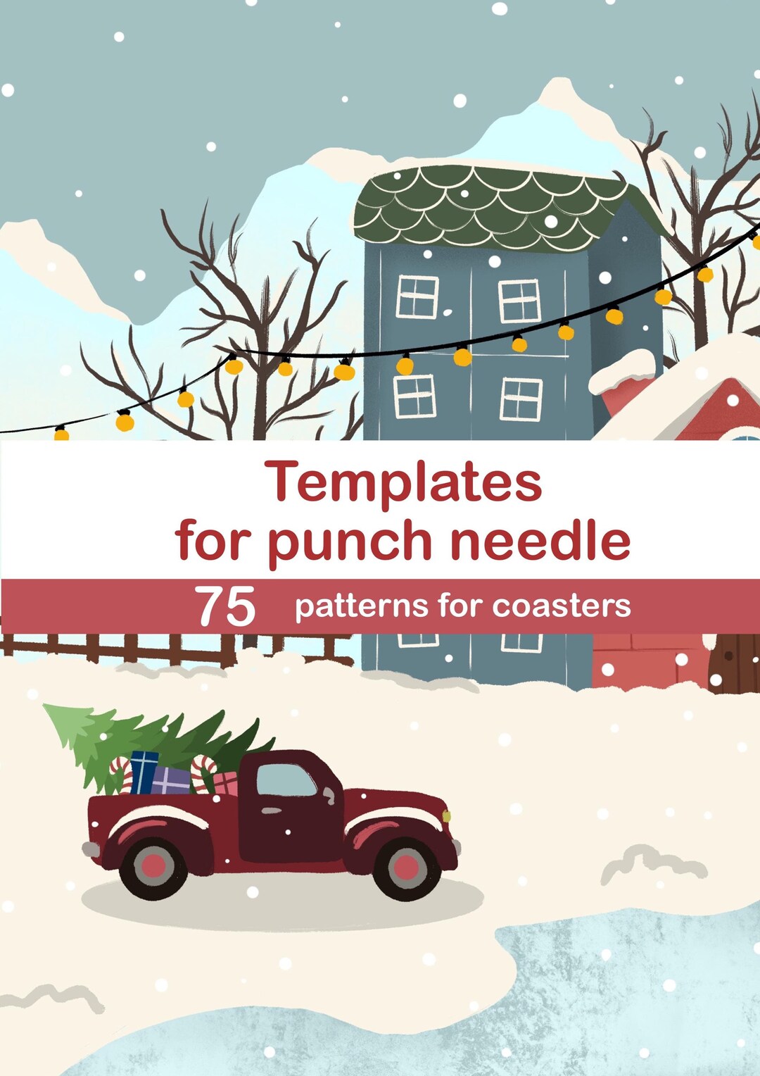 75 Christmas Coaster Punch Needle Template, Christmas Pattern for ...