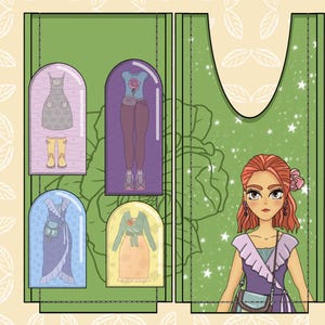 DIY printable paper doll with clothes and garden package PDF
