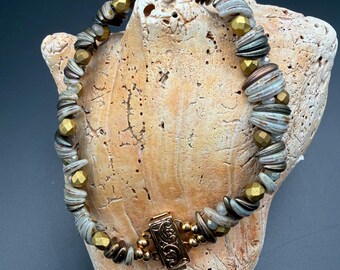 Handcrafted Matte Crescent Bead Bracelet