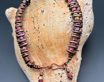 Multi colored crescent bead bracelet