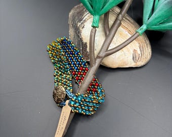 Multi color seed beaded cuff bracelet