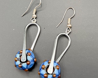 Handcrafted Glass Bead Earrings with Silver Accents