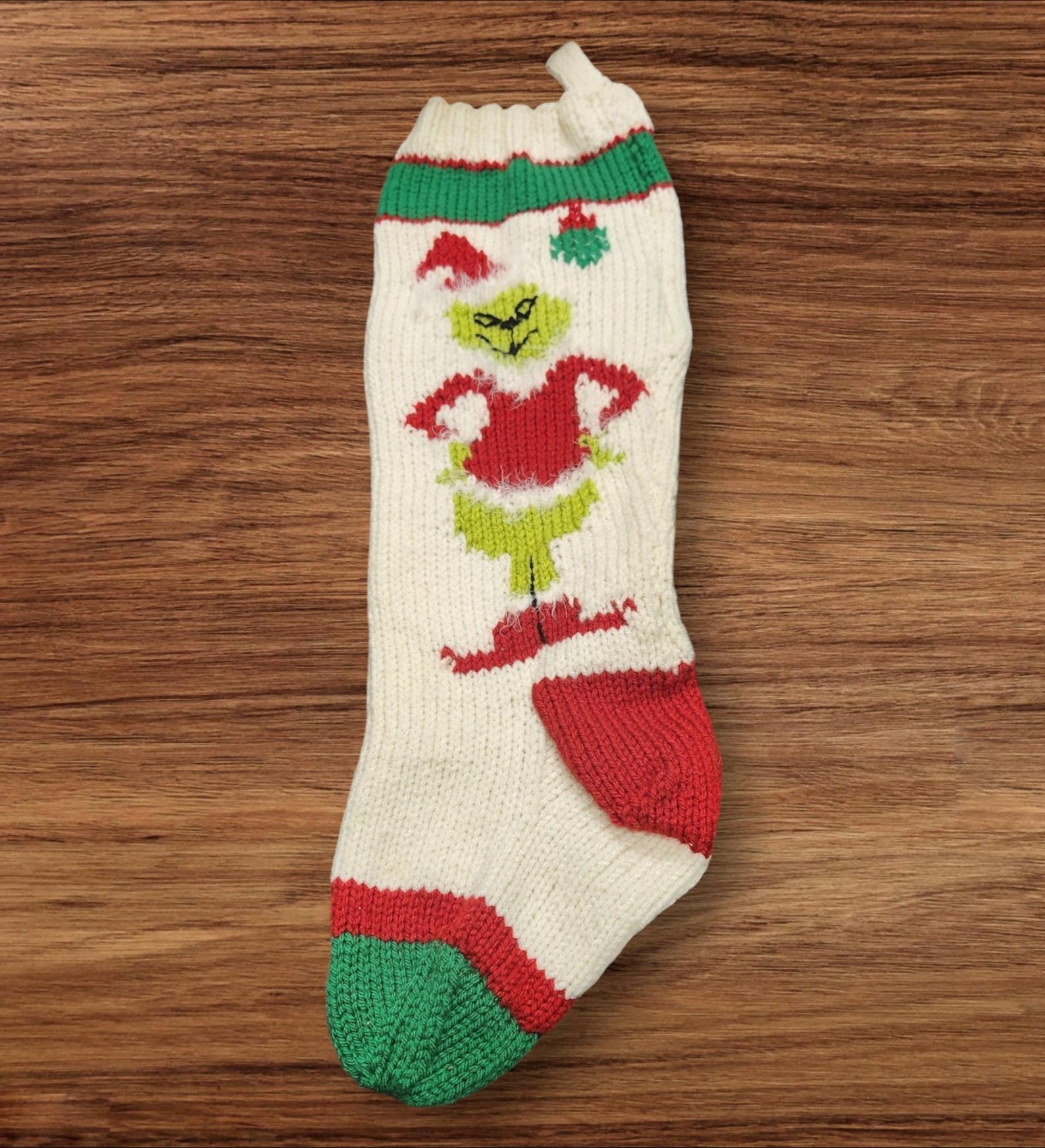 Personalized Hand Knitted Mean Green Monster Christmas Stocking Etsy