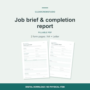 Cleaning Work Order Template - Fillable Job Brief and Completion Report
