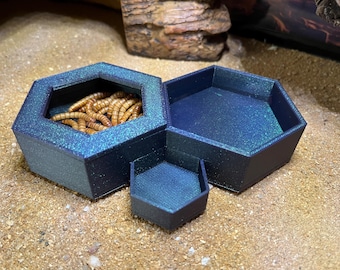 Triple Dish | Leopard Gecko Dish | Reptile Dish | Gecko dish | Gecko Water Dish | Gecko Calcium Dish