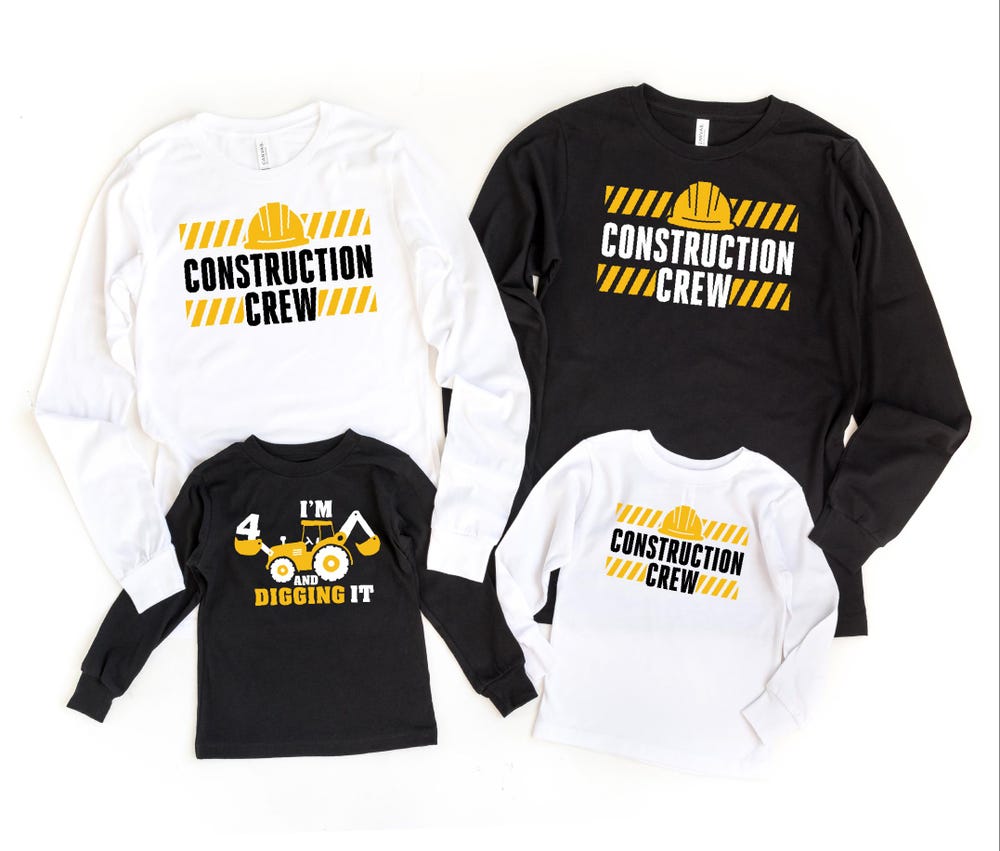 Construction Birthday Long Sleeve, Construction Crew, Custom Birthday Shirt, Custom Long Sleeve, Birthday Boy, Birthday Party Long Sleeve Amitytees