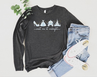 Meet Me At Midnight Long Sleeve, Disneyland Trip Shirt, Matching Disney Long Sleeve, Disneyland Shirt, Cindrella Long Sleeve Shirt