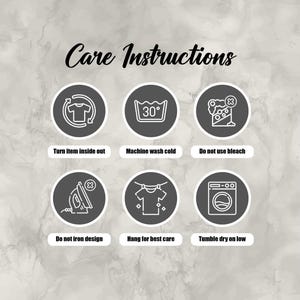six black and white icons arranged in a grid, each representing a different care instruction for washing clothes.
