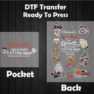 Walt's Ink & Paint Tattoo Shop DTF Transfer, Disney Inspired Tattoo Pocket Back Print bild 2