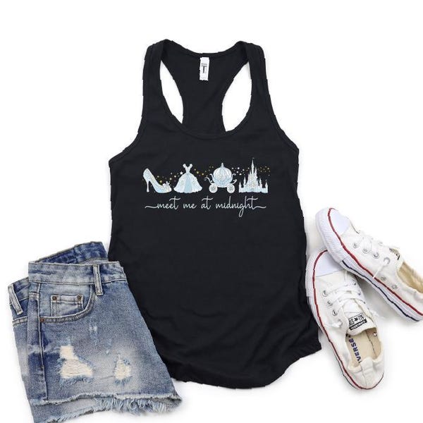 Meet Me At Midnight Tank Top, Disney Trip Shirt, Disneyland Tank Top, Matching Disneyland, Funny Disney Tank Top, Cindrella Shirt