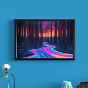 Dimensional Drift - surreal printable art, neon, trippy art, wall decor, psychedelic art, surreal landscapes, digital download