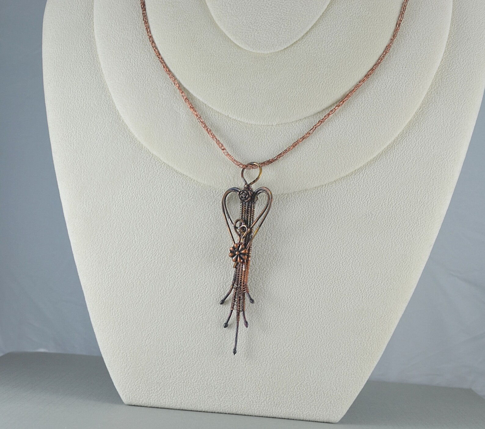 Wire Woven Copper Pendant Necklace Etsy
