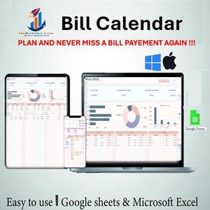Smart Bill Calendar Tracker – Google Sheets & Excel | Monthly Budget Planner | Digital Download
