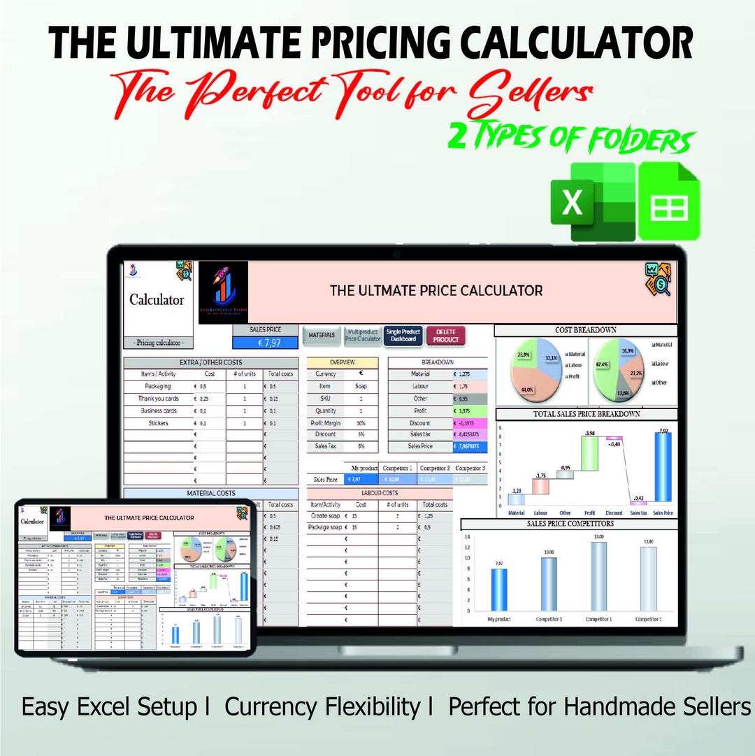 中小企業向け価格・利益計算ツール：Etsy セラー向けスプレッドシート（Google Sheets または Excel） - Etsy 日本
