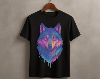 Colorful Wolf Illustration: Wild Animal Clipart (PNG Digital Download)