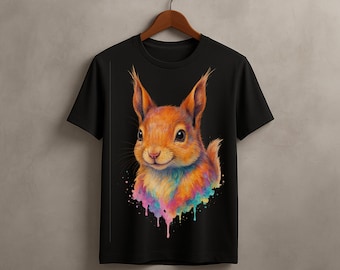 Squirrel PNG: Colorful Wildlife Art, T-Shirt & Tote Design (Digital Download)