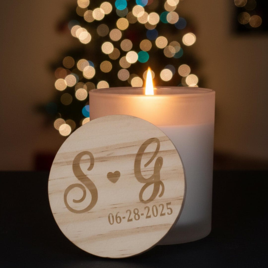Candle With Custom Engraved Wooden Lid - Elegant Aromatherapy Candle ...