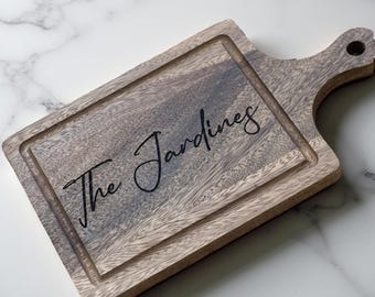 Custom Charcuterie Board, Personalized Engraved Wooden Cheese Tray for Parties, Ideal Hostess or Wedding Gift