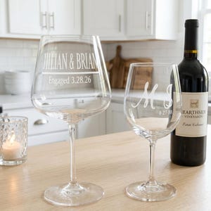 Custom Engraved Wine Glass, Personalized Wine Glass with Name, Bridesmaid Gift, Etched Wine Glass for Wedding