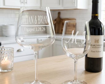 Custom Engraved Wine Glass, Personalized Wine Glass with Name, Bridesmaid Gift, Etched Wine Glass for Wedding