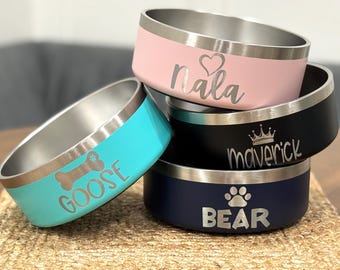 Engraved Dog & Cat Bowls, Customizable Insulated Pet Food and Water Bowls, Small and Large Bowls for Pet, Unique Pet Gift, Puppy Name Gift