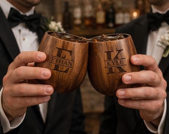 Personalized Charred Wood Bourbon Glass - Custom Engraved Whiskey Gift for Men