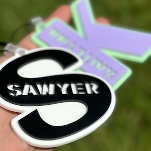 Monogram Backpack Keychains-Bag Tags- Personalized Backpack Name Tags- Bog Bag Tags- Sports Bag Keychain- Name Keychain- Diaper Bag Name Tag
