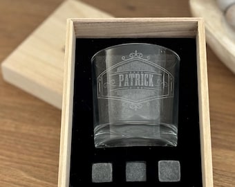 Personalized Whiskey Glass Set ,  Groomsmen Gift, Best Man Gift, Boyfriend Gift, Whiskey Gifts for Him Dad Gift , Father Day, Bro Gift