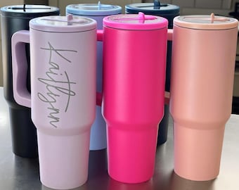40 oz leak proof tumbler personalized with handle & straw, engraved TikTok travel cup, perfect gift for her on the go -Christmas Gift