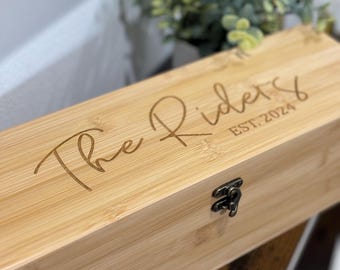Personalized Wooden Wine Box, Anniversary Gift, Wedding Gift for Couple, Engraved Wine Box Gift, Personalized Wine Box Gift Set