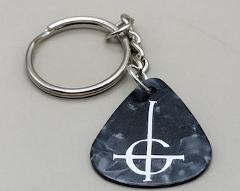 Ghost Drop Keychain Upcycled Guitar Pick.