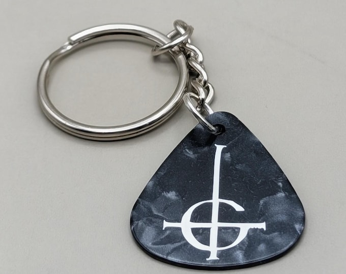 Ghost Drop Keychain Upcycled Guitar Pick.