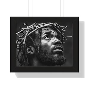 Black African Jesus Framed Poster, Unique Religious Wall Decor, Afrocentric Christian Home Decor, Ethnic Spiritual Artwork Canvas Gifts